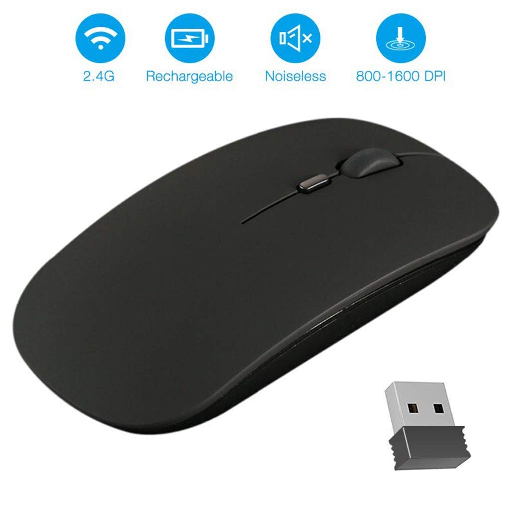 PC Portable Slim 2.4G Noiseless Mouse with USB Receive 4 Buttons for Notebook Less Noise 3 Adjustable DPI Levels for Notebook CHENC Wireless Mouse
